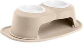 WeatherTech Double High Pet Feeding System w/Plastic Dog/Cat Bowls - 6" High Stand Tan (PDHC3206TNTN)