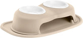WeatherTech Double High Pet Feeding System w/Plastic Dog/Cat Bowls - 4" High Stand Tan (PDHC1604TNTN)