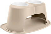 WeatherTech Double High Pet Feeding System w/Plastic Dog/Cat Bowls - 10" High Stand Tan (PDHC6410TNTN)