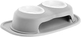 WeatherTech Double High Pet Feeding System w/Plastic Dog/Cat Bowls - 4" High Stand Light Grey (PDHC1604LGLG)