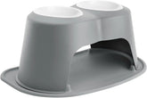WeatherTech Double High Pet Feeding System w/Plastic Dog/Cat Bowls - 12" High Stand Dark Grey (PDHC6412DGDG)