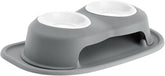 WeatherTech Double High Pet Feeding System w/Plastic Dog/Cat Bowls - 4" High Stand Dark Grey (PDHC1604DGDG)