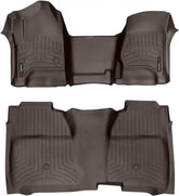 WeatherTech Custom Fit FloorLiners for GMC Sierra 2500HD / 3500HD, Silverado 2500HD/3500HD, Sierra 1500-1st & 2nd Row (Over-The-Hump w/Full Coverage Row) (475431-475422), Cocoa