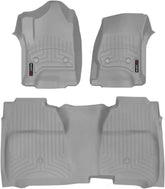 WeatherTech Custom Fit FloorLiners for Chevrolet Silverado 1500, Sierra 2500HD / 3500HD, Silverado 2500HD/3500HD - 1st & 2nd Row (Full Coverage Row) (466071-465422), Grey