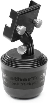 WeatherTech CupFone Two View – Adjustable, Universal Cup Holder Phone Mount Car & Truck Accessory – Best Design for iPhone & Smartphone Charging – Silver Metal Knobs