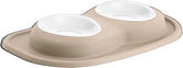 WeatherTech Double Low Pet Feeding System w/Plastic Dog/Cat Bowls - 16 oz (2 Cups) Tan (PDL1602TN)