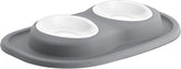 WeatherTech Double Low Pet Feeding System w/Plastic Dog/Cat Bowls - 8 oz (1 Cup) Dark Grey (PDL0801DG)