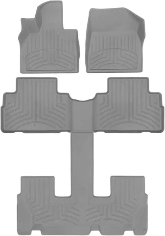 WeatherTech FloorLiner HP Custom Fit Floor Mats for Hyundai Palisade Full Set (461578-1-2-3IM), Grey
