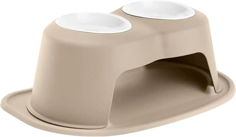 WeatherTech Double High Pet Feeding System w/Plastic Dog/Cat Bowls - 8" High Stand Tan (PDHC3208TNTN)