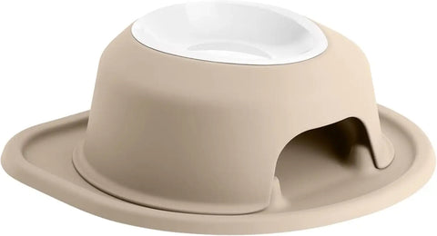 WeatherTech Single High Pet Feeding System w/Plastic Dog/Cat Bowls - 4" High Stand Tan (PSH1604TNTN)