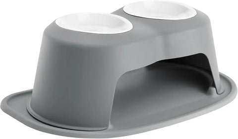 WeatherTech Double High Pet Feeding System w/Plastic Dog/Cat Bowls - 8" High Stand Dark Grey (PDHC3208DGDG)