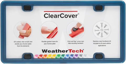 WeatherTech ClearCover License Plate Cover and Frame, Navy Blue