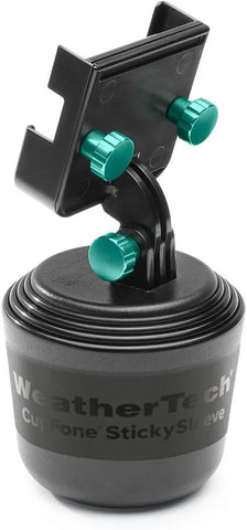 WeatherTech CupFone Two View – Adjustable, Universal Cup Holder Phone Mount Car & Truck Accessory – Best Design for iPhone & Smartphone Charging – Turquoise Billet Knobs