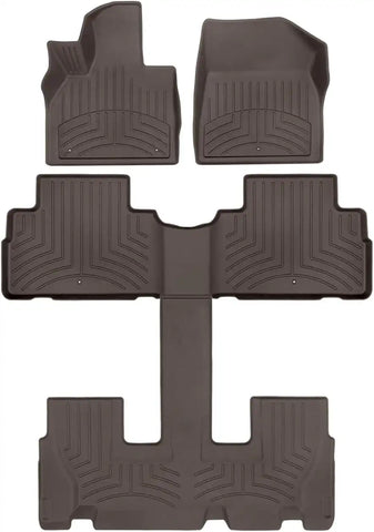WeatherTech FloorLiner HP Custom Fit Floor Mats for Hyundai Palisade Full Set (471578-1-2-3IM), Cocoa