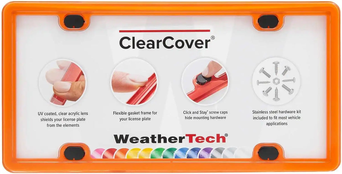 WeatherTech ClearCover License Plate Cover and Frame, Orange