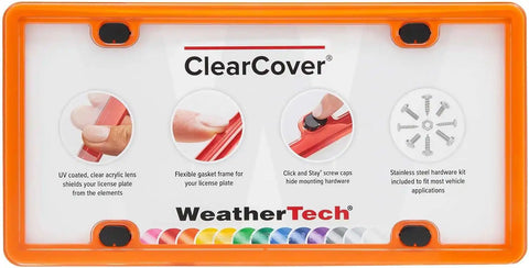 WeatherTech ClearCover License Plate Cover and Frame, Orange