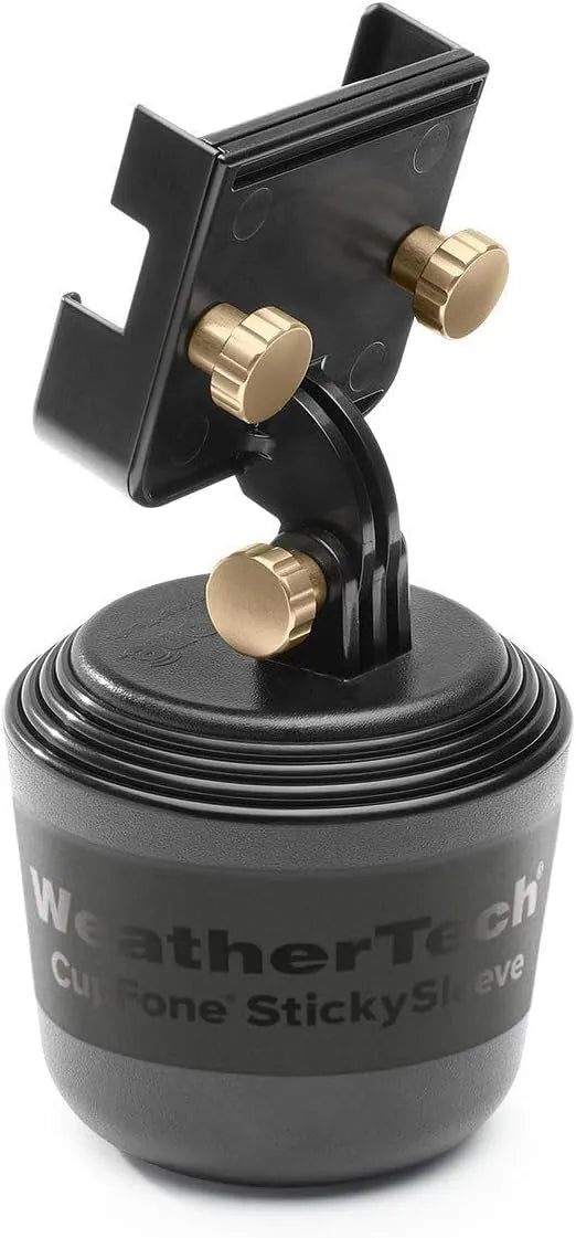 WeatherTech CupFone Two View – Adjustable, Universal Cup Holder Phone Mount Car & Truck Accessory – Best Design for iPhone & Smartphone Charging – Rose Gold Metal Knobs