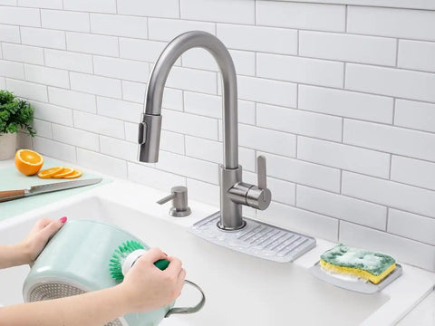 WeatherTech FaucetMat Duo - Protect Your Kitchen & Bathroom Countertops - Light Grey/Pebble