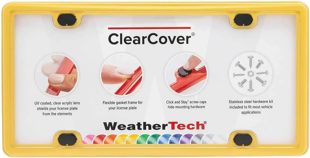 WeatherTech ClearCover License Plate Cover and Frame, Golden Yellow