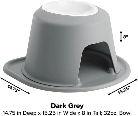 WeatherTech Single High Pet Feeding System w/Plastic Dog/Cat Bowls - 8" High Stand Dark Grey (PSH3208DGDG)