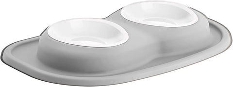 WeatherTech Double Low Pet Feeding System w/Plastic Dog/Cat Bowls - 16 oz (2 Cups) Light Grey (PDL1602LG)