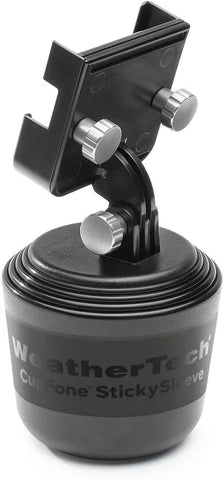 WeatherTech CupFone Two View – Adjustable, Universal Cup Holder Phone Mount Car & Truck Accessory – Best Design for iPhone & Smartphone Charging – Silver Metal Knobs