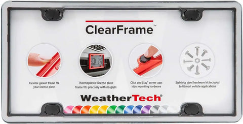 WeatherTech ClearFrame License Plate Frame, Brushed Stainless/Black
