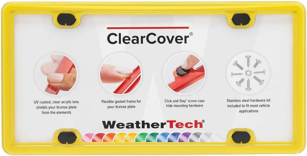 WeatherTech ClearCover License Plate Cover and Frame, Yellow