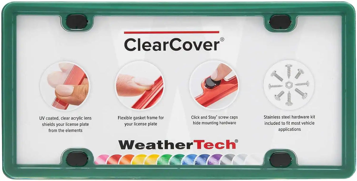 WeatherTech ClearCover License Plate Cover and Frame, Green