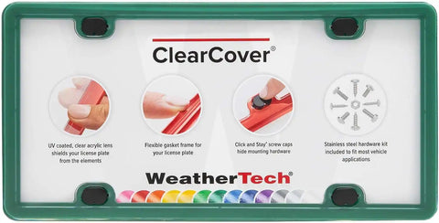 WeatherTech ClearCover License Plate Cover and Frame, Green