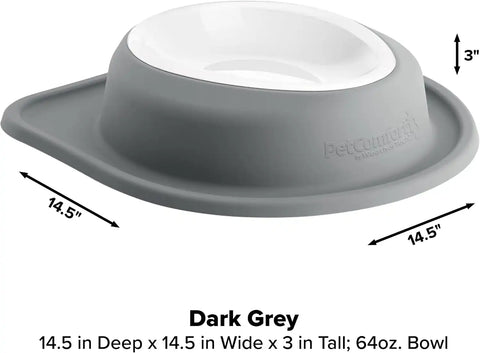 WeatherTech Single Low Pet Feeding System w/Plastic Dog/Cat Bowls - 64 oz (8 Cups) Dark Grey (PSL6403DG)