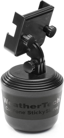 WeatherTech CupFone Two View – Adjustable, Universal Cup Holder Phone Mount Car & Truck Accessory – Best Design for iPhone & Smartphone Charging – Black Metal Knobs