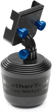 WeatherTech CupFone Two View – Adjustable, Universal Cup Holder Phone Mount Car & Truck Accessory – Best Design for iPhone & Smartphone Charging – Royal Blue Metal Knobs
