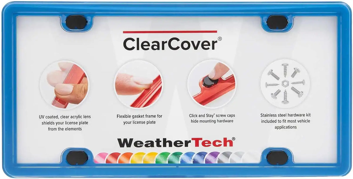 WeatherTech ClearCover License Plate Cover and Frame, Baby Blue