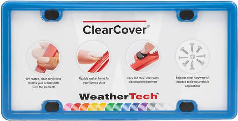 WeatherTech ClearCover License Plate Cover and Frame, Baby Blue