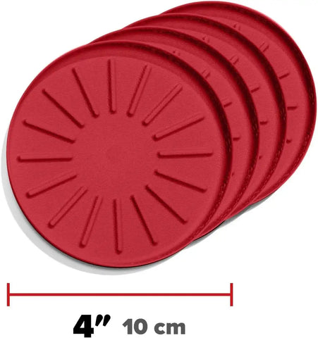 WeatherTech 4" Drink Coasters for Home Surfaces, Anti-Skid, No-Slip knibs - Set of 4, Red - (8A4CSTRD)