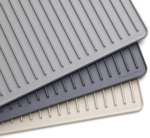 WeatherTech DishMat Contain - 16" x 18" Drip Dry Hand-Washed Dish Drying Mat, Pebble