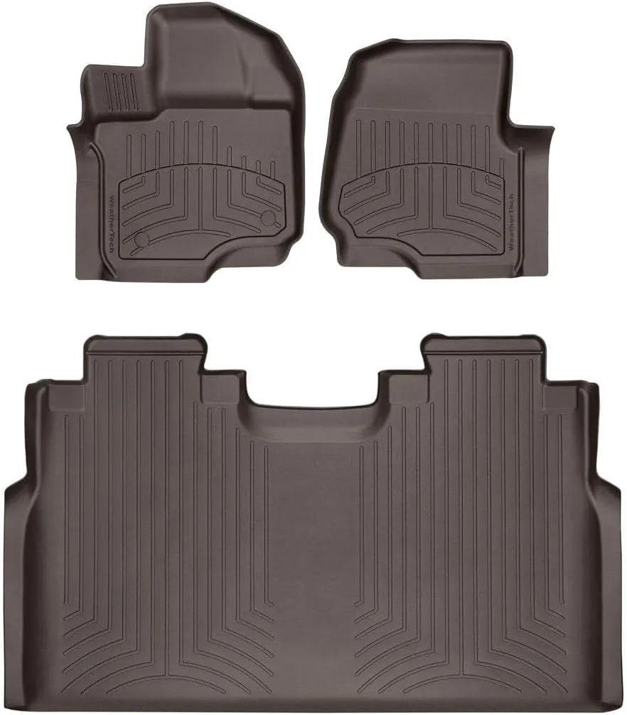 WeatherTech FloorLiner HP Custom Fit Floor Mats for Ford F-150, F-150 Raptor - 1st & 2nd Row (47697-1-2IM), Cocoa