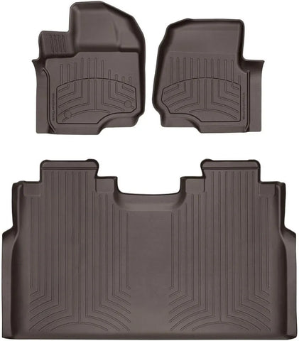 WeatherTech FloorLiner HP Custom Fit Floor Mats for Ford F-150, F-150 Raptor - 1st & 2nd Row (47697-1-2IM), Cocoa