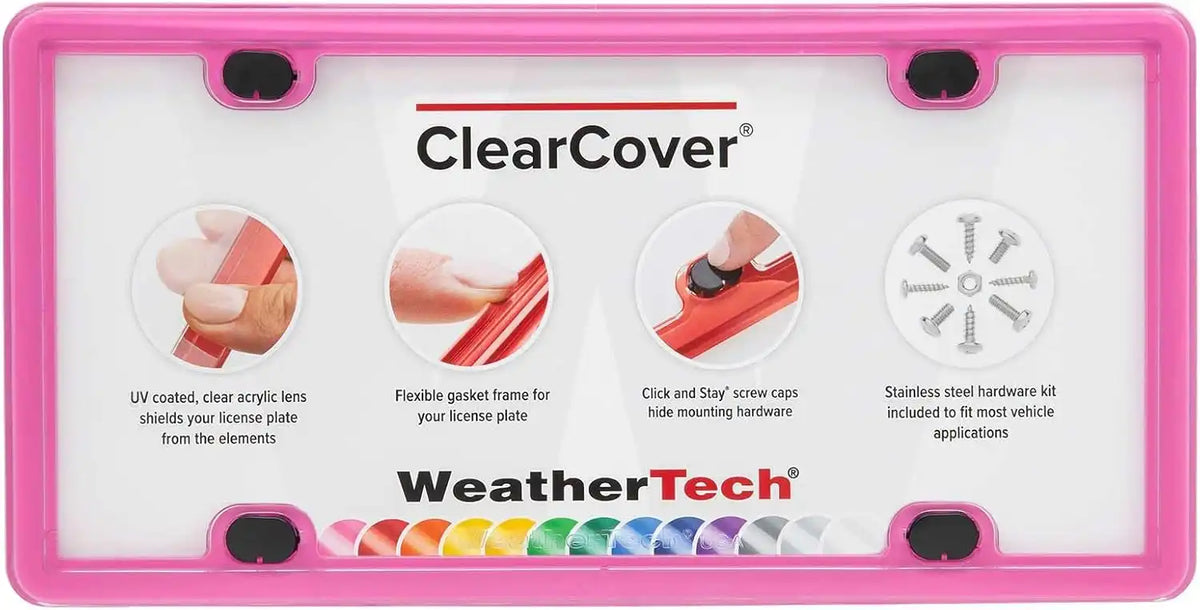 WeatherTech ClearCover License Plate Cover and Frame, Hot Pink