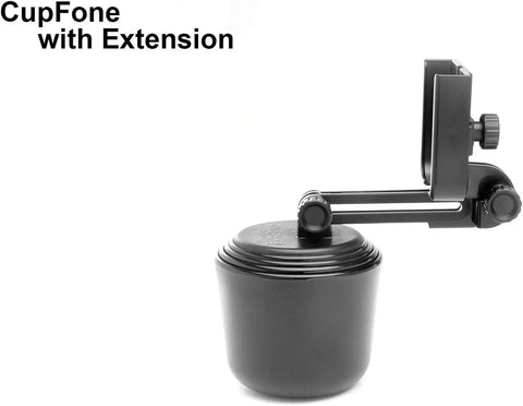 WeatherTech CupFone with Extension – Adjustable, Universal Cup Holder Cell Phone Mount Car & Truck Accessory – Best Design for iPhone & Smartphone Charging – Black Plastic Knobs