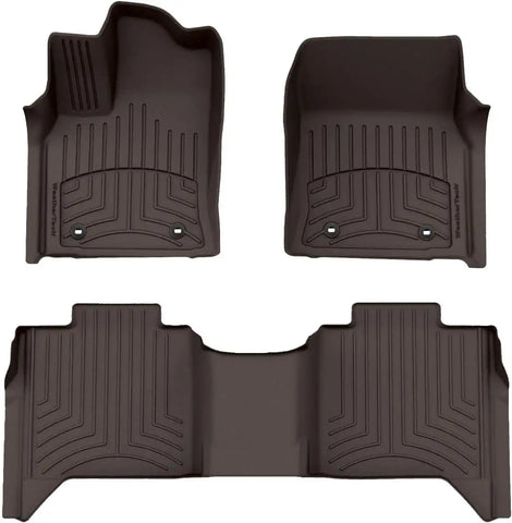 WeatherTech FloorLiner HP Custom Fit Floor Mats for Toyota Tundra Hybrid, Tundra 1st & 2nd Row (471708-1-2IM), Cocoa