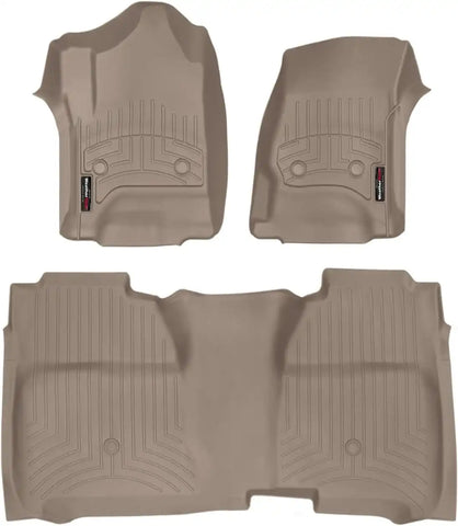 WeatherTech Custom Fit FloorLiners for Chevrolet Silverado 1500, Silverado 2500HD/3500HD, Silverado 2500HD/3500HD - 1st & 2nd Row (Full Coverage Row) (456071-455422), Tan