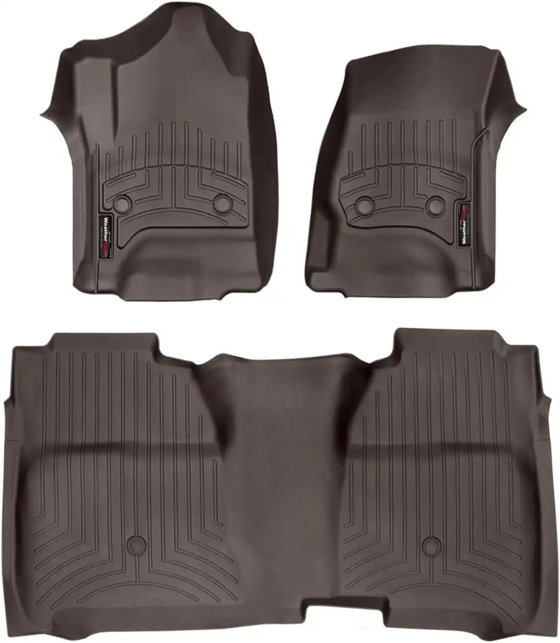 WeatherTech Custom Fit FloorLiners for Chevrolet Silverado 2500HD/3500HD, Sierra 2500HD / 3500HD, Silverado 2500HD/3500HD - 1st & 2nd Row (Full Coverage Row) (476071-475422), Cocoa