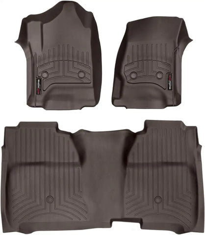 WeatherTech Custom Fit FloorLiners for Chevrolet Silverado 2500HD/3500HD, Sierra 2500HD / 3500HD, Silverado 2500HD/3500HD - 1st & 2nd Row (Full Coverage Row) (476071-475422), Cocoa