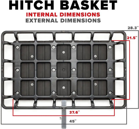 WeatherTech Hitch Basket Cargo Carrier 45"x28" 500lb. Load Capacity Aluminum Frame for 2" Hitch