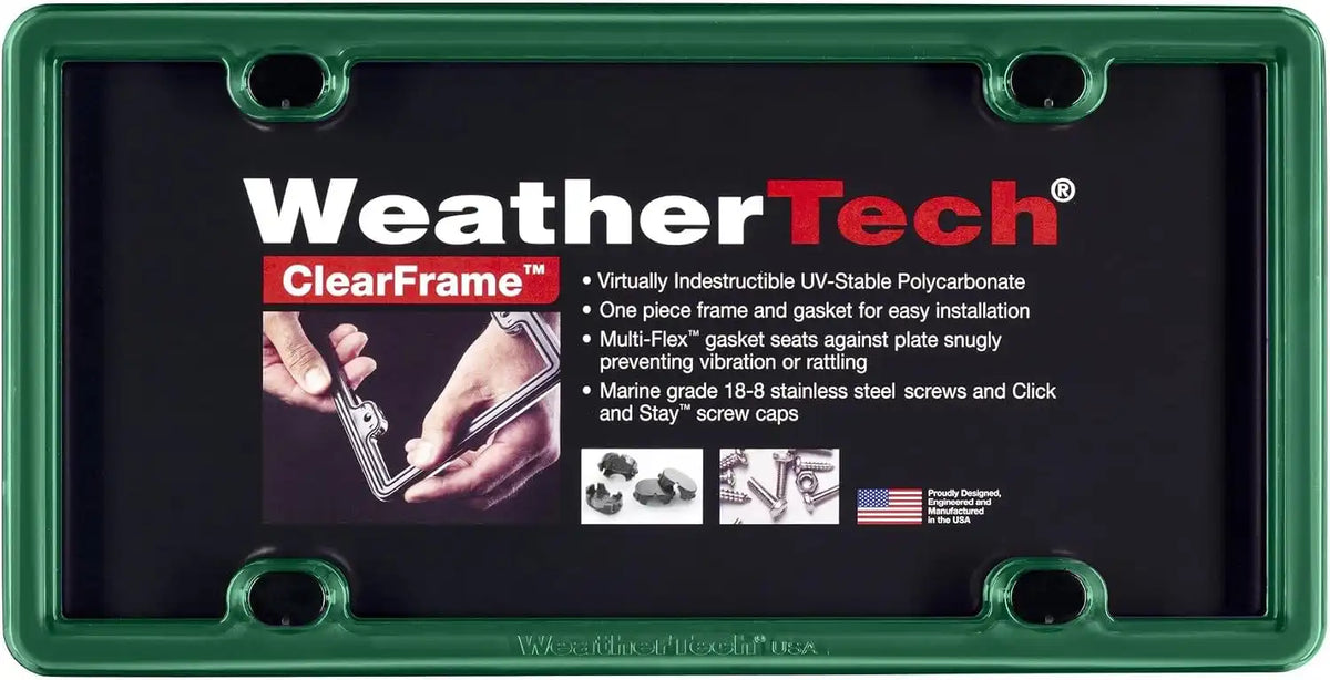WeatherTech ClearFrame License Plate Frame, Green