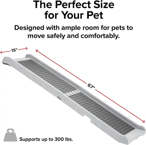 WeatherTech PetRamp - Non-Slip, Portable Dog Ramp for Large Dogs to 300 Pounds, 67" x 15" - Traction Grip Ramp, Easy Access for Pets to Car, SUV, Truck, Bed, Couch & Other Home Areas