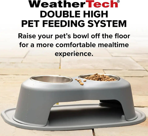 WeatherTech Double High Pet Feeding System w/Plastic Dog/Cat Bowls - 12" High Stand Dark Grey (PDHC6412DGDG)
