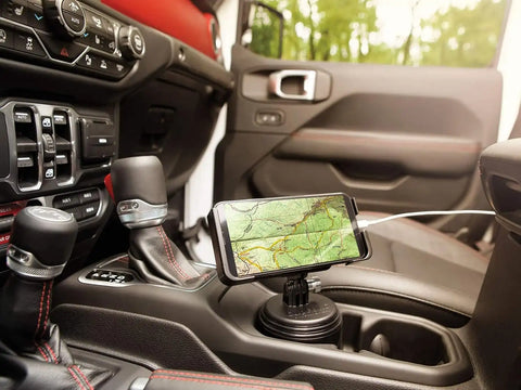 WeatherTech CupFone Two View – Adjustable, Universal Cup Holder Phone Mount Car & Truck Accessory – Best Design for iPhone & Smartphone Charging – Rose Gold Metal Knobs